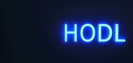 Neon inscription HODL on dark shabby wallの素材