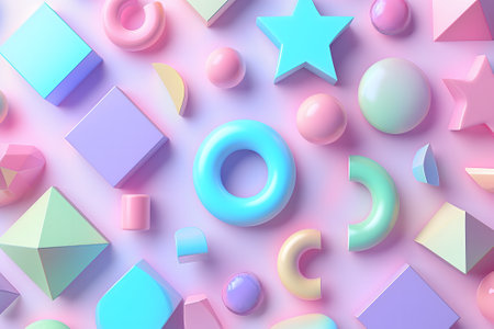 Pastel colored shapes backgroundの素材