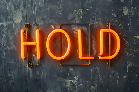 Neon inscription hold on dark shabby wallの素材