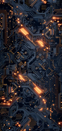 phone wallpaper and texture of maze of black circuit boardの素材