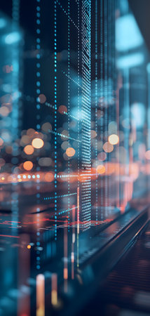 Dynamic Finance Flow, Double Exposure of Data and Technology backgroundの素材