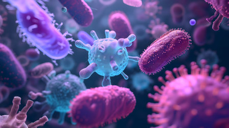 Diverse colorful abstract microbiomeの素材