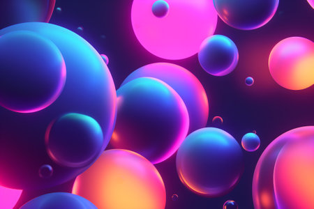 abstract pink and cyan bubble shapes background and wallpaperの素材