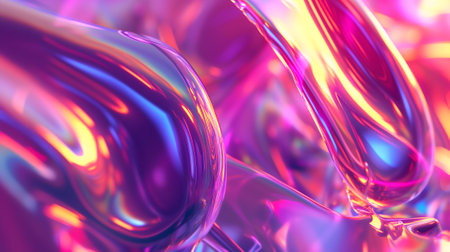 abstract background of wavy glass with colorful orange and pink lightingの素材