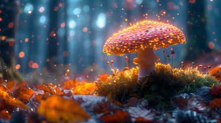Magical mushroom in fantasy enchanted fairy tale forest.の素材