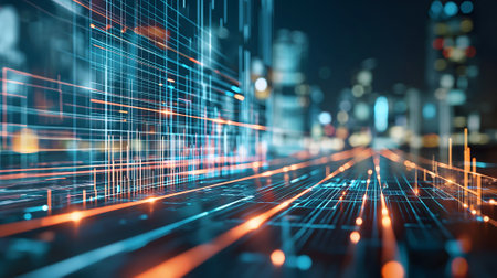 Dynamic Finance Flow, Double Exposure of Data and Technology backgroundの素材