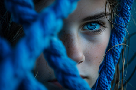 female face tangled up in blueの素材