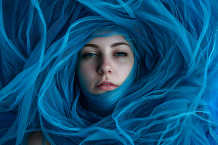 female face tangled up in blueの素材