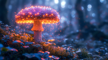 Magical mushroom in fantasy enchanted fairy tale forest.の素材