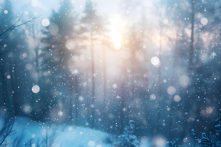 generic snowfall closeup background with selective focusの素材