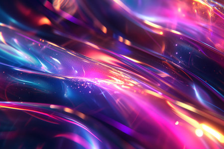 colorful dark holo glass waves background and wallpaperの素材