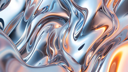 shiny quicksilver mercury metal waves background and wallpaperの素材