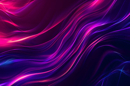 colorful gradient wavy energy flow on black backgroundの素材