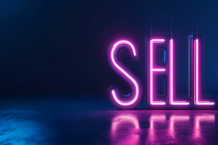 neon inscription word sellの素材