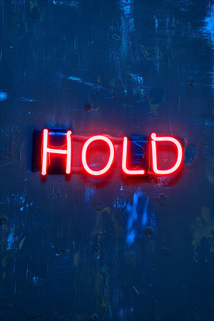 Neon inscription hold on dark shabby wallの素材