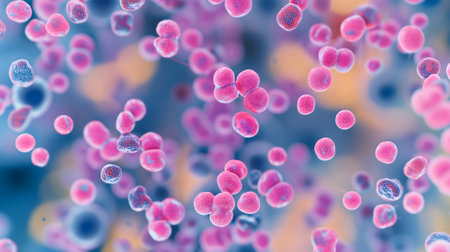 colorful abstract cocci bacterium, full-frame backgroundの素材