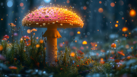 Magical mushroom in fantasy enchanted fairy tale forest.の素材