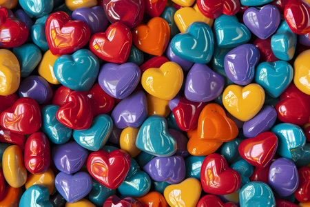 full-frame background of colorful heartsの素材