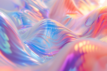 colorful bright dreamy holo glass bubbles and waves background and wallpaperの素材