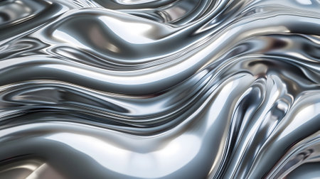 shiny quicksilver mercury metal waves background and wallpaperの素材