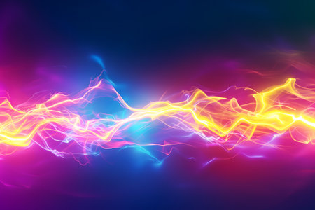 Colorful gradient bright and vibrant electric power discharges wallpaper and background.の素材