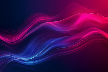 colorful gradient wavy energy flow on black backgroundの素材