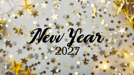 letters New year 2027 laid on flat background with high angle view, celebration conceptの素材