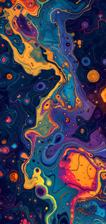 saturated colorful mad abstract background, random different shapes and objects, hallucinations of ancient shaman after mushroom overdoseの素材