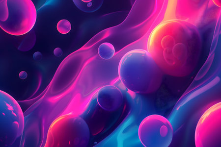 abstract pink and cyan bubble shapes background and wallpaperの素材