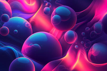 abstract pink and cyan bubble shapes background and wallpaperの素材