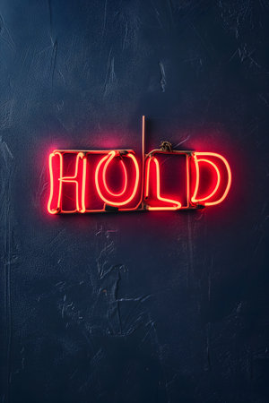 Neon inscription hold on dark shabby wallの素材