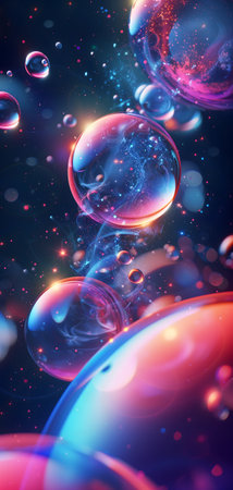 colorful glass bubbles and waves background and wallpaperの素材