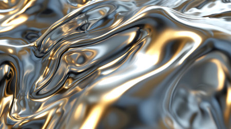 shiny quicksilver mercury metal waves background and wallpaperの素材