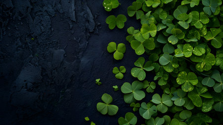 clover with black background for St. Patricks dayの素材