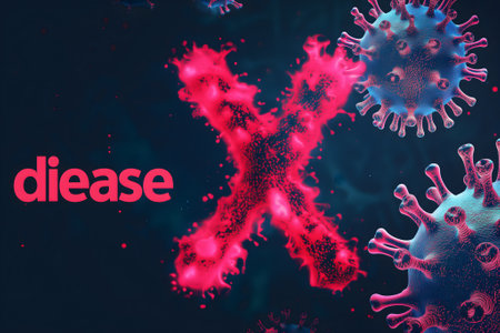 disease X conceptual composition with coronaviruses for new pandemic topicの素材