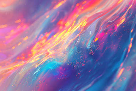 colorful bright dreamy glittering holo waves background and wallpaperの素材