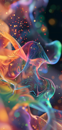 colorful bright dreamy neon glass waves background and wallpaperの素材