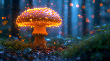 Magical mushroom in fantasy enchanted fairy tale forest.の素材