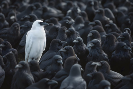 A white crow among many black crowsの素材