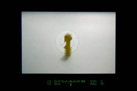 analog viewfinder with focusing screen with micro-prism and wedges - for manual focusing assistanceの写真素材