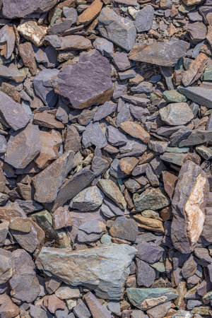 Pile of sedimentary rocks rubble - full-frame background and textureの写真素材