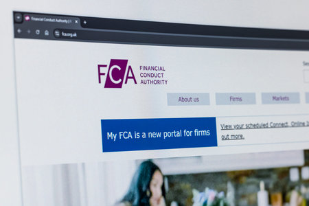Balykchy, Kyrgyzstan - February 13, 2026 screen with Website of FCA, a financial regulatory body in the UK.のeditorial素材