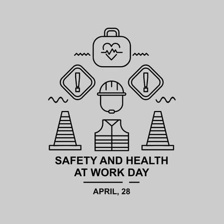 Safety work vintage illustration. Easy to edit with vector file. Can use for your creative content. Especially about international day of safety and health at work in this april.のイラスト素材