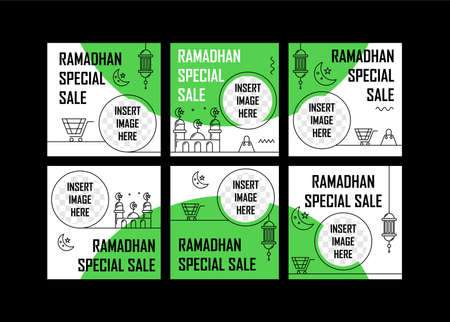 Ramadhan banner template collection design. Easy to edit with vector file. Can use for your creative content. Especially about ramadhan special promo banner.のイラスト素材