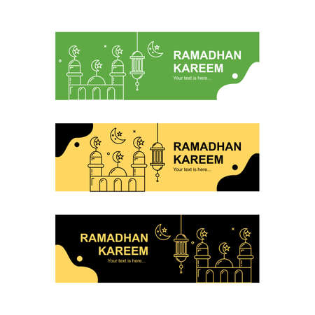 Landscape ramadhan banner collection. Easy to edit with vector file. Can use for your creative content. Especially about ramadhan month celebration.のイラスト素材