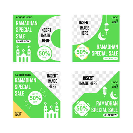 Ramadhan special offer banner collection. Easy to edit with vector file. Can use for your creative content. Especially for business banner.のイラスト素材