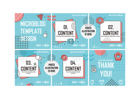 Social media feed design with memphis style. Easy to edit with vector file. Can use for your creative content. Especially for social media content design.のイラスト素材