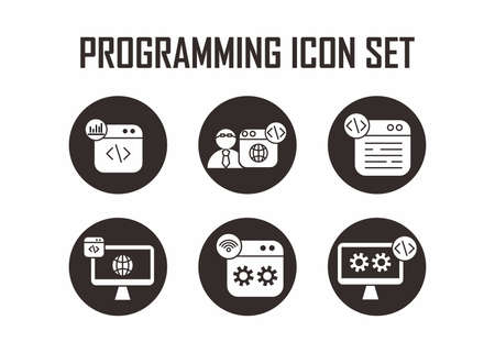 Programming icon collection design. Easy to edit with vector file. Can use for your creative content. Especially about technology and data science.のイラスト素材