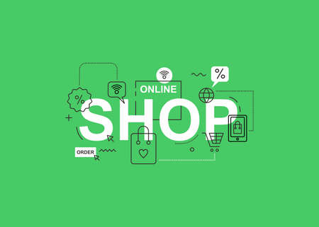 Online shop and market place illustration. Easy to edit vector file. Can use for your creative content. Especially about marketing and advertising.のイラスト素材