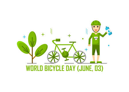 Man riding his bike illustration.. Easy to edit with vector file. Can use for your creative content. Especially about world bicycle day campaign in this june.のイラスト素材